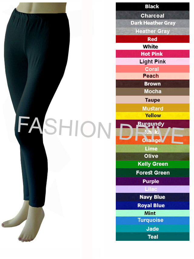 Cotton Spandex Ankle Length Leggings Pants by Emily Chen USA (S - 5XL)