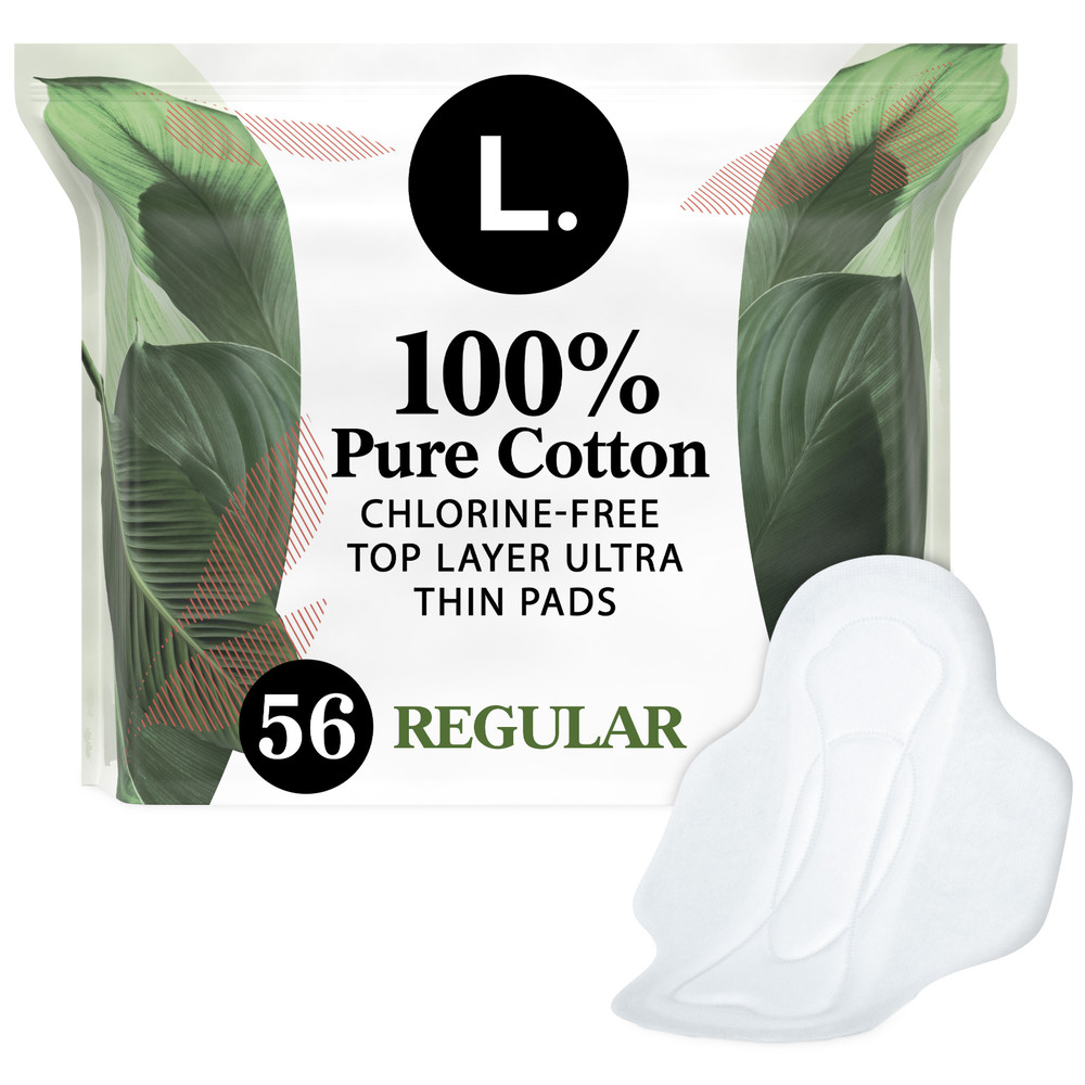 L. Ultra Thin Pads with Wings, Regular Absorbency, 56 CT