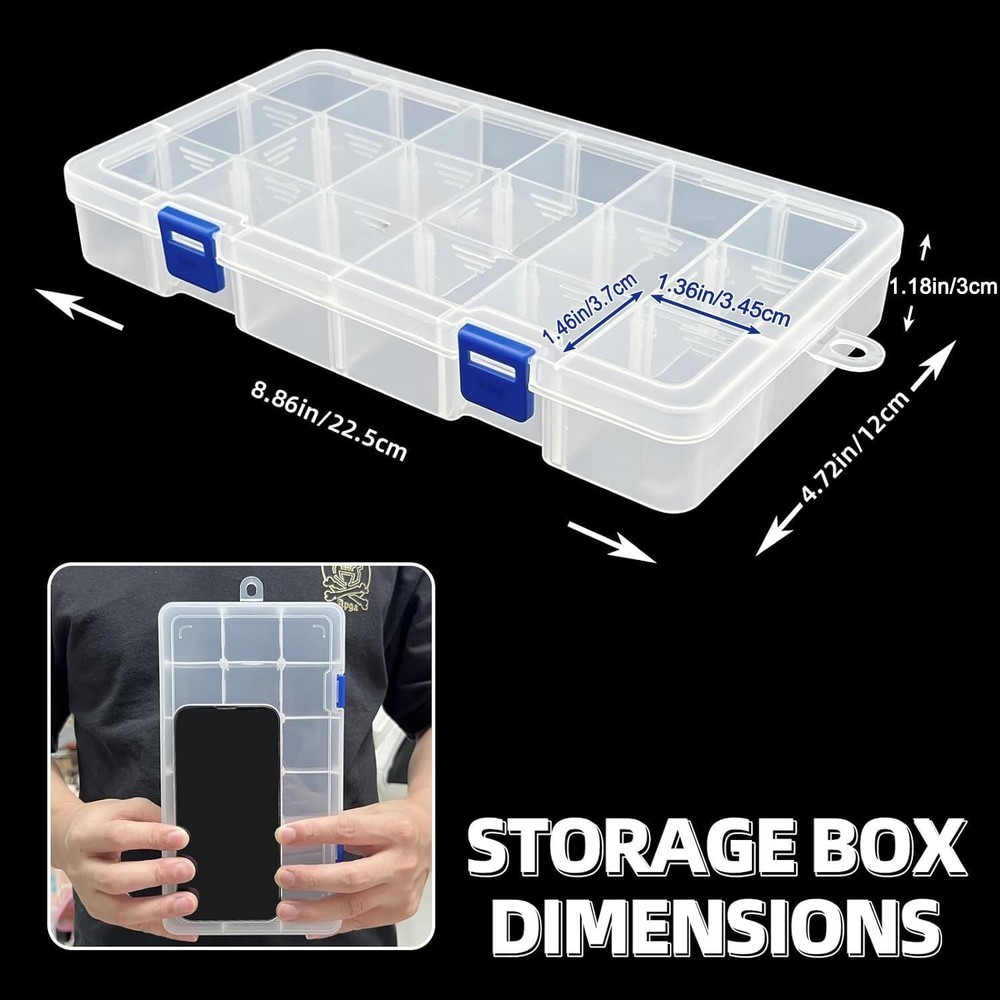 Plastic Organizer Container Storage Box Adjustable Divider Removable Grid Com...