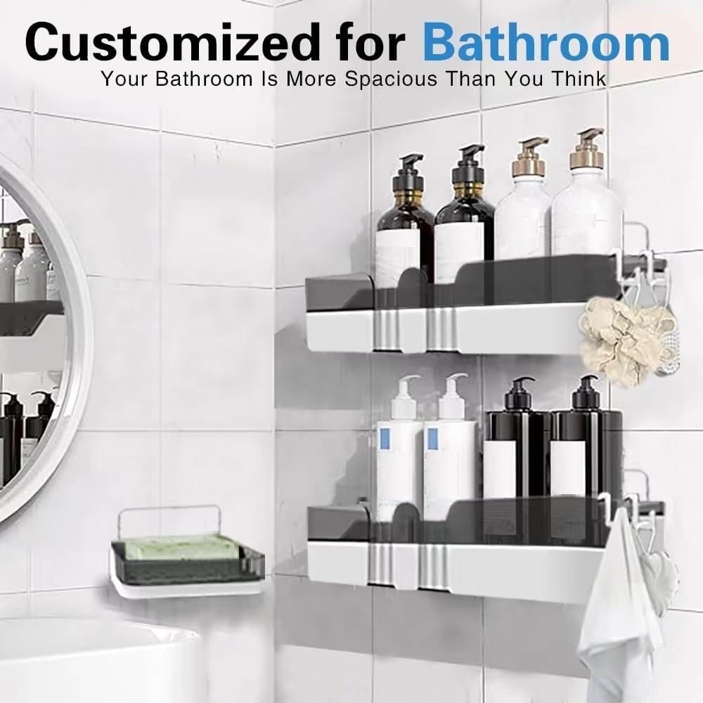 2-Pack Shower Caddy, Separable Shower Organizer with Soap Dish and Hooks, No ...