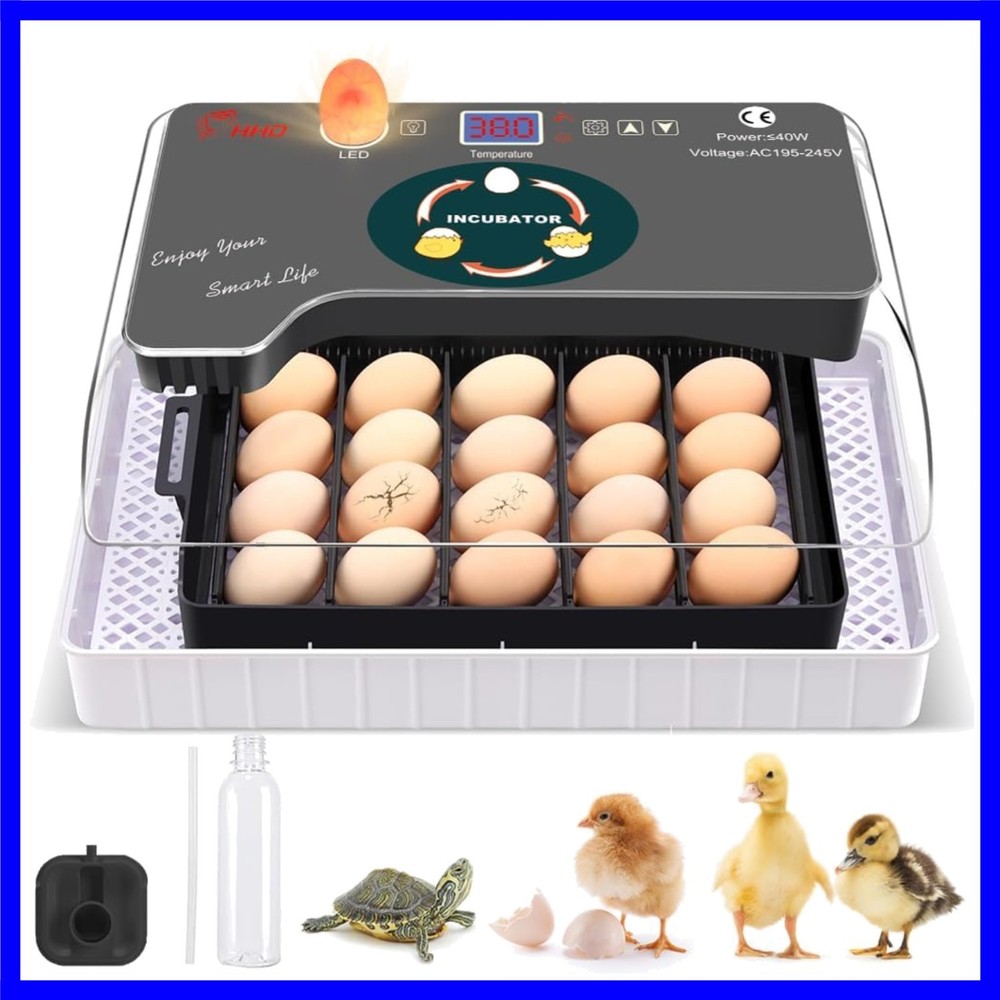 12 Egg Incubator - Automatic Egg Turner, Temperature Control, Built-in Candle...