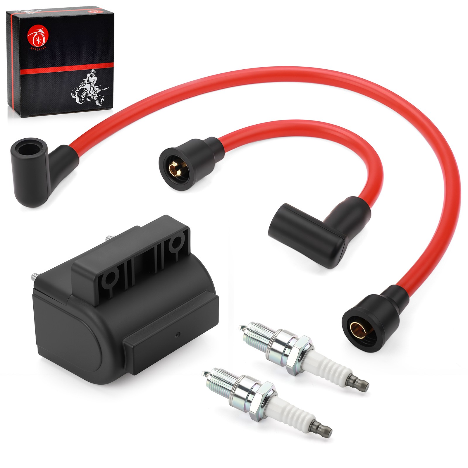 Ignition Coil + Spark Plug Wire Cap for Softail Custom FXSTC FXST 1985 1986-1999