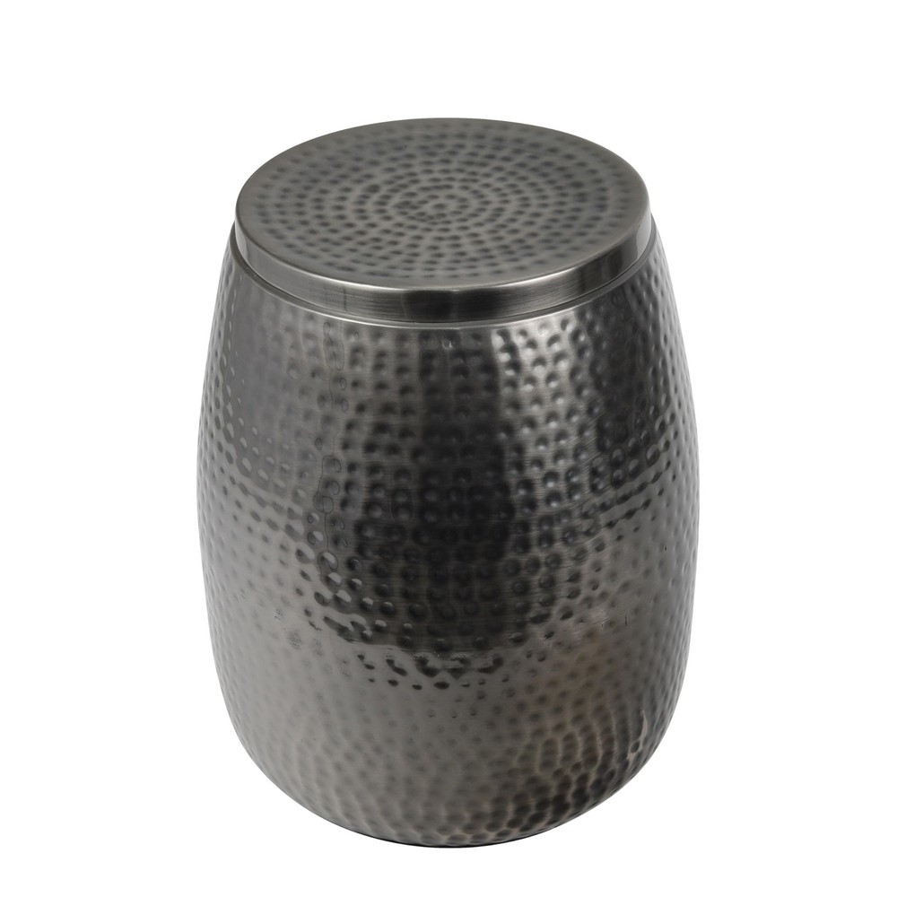 happimess SSL2001B Merida 15" Modern Rustic Hammered Metal Drum Storage Side ...