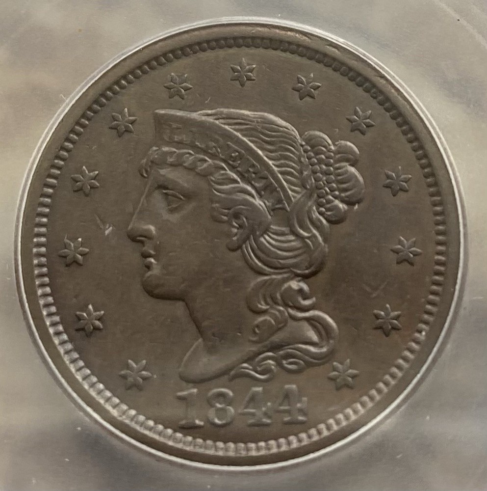 1844 1c AU50 Details