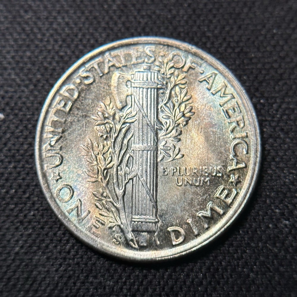 1945-S Mercury Dime 10c BU Toned Reverse