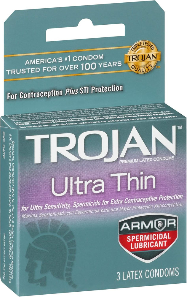 Condom Sensitivity Ultra Thin Spermicidal, 3 Count