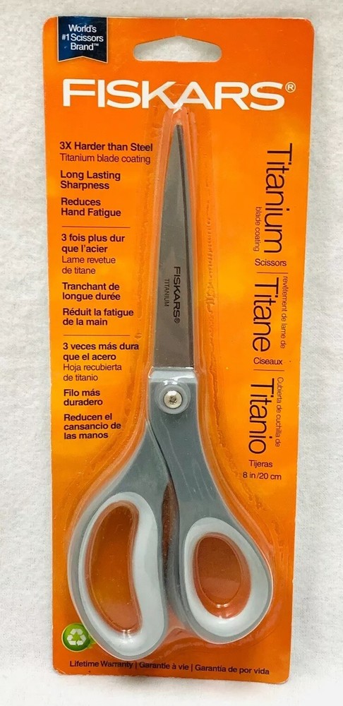 fiskars titanium blade coating 8 inch scissors scuffed packaging