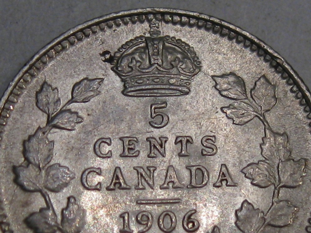 AU 1906 Silver 5¢ Cent CANADA Edward VII. #14
