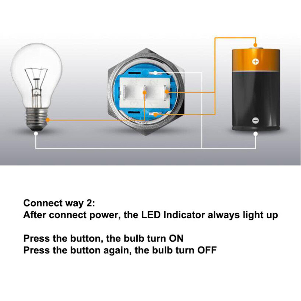 19mm 12V LED ON OFF Latching Push Button Power Switch with Wire Socket Harness