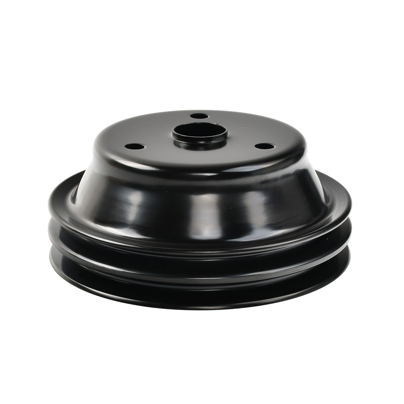 For Small Block Chevy SBC 350 Black Steel Long Water Pump Pulley & Bracket Kit