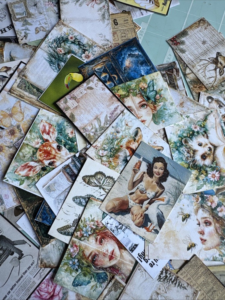 100+ piece ( Mini Cuts ) Lot Junk Journal Ephemera read description KIT