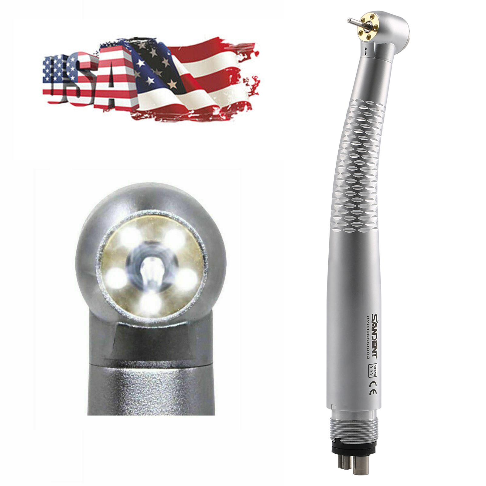 Dental 5Lights LED E-Generator High Speed Fiber Optic Handpiece 4Hole Shadowless