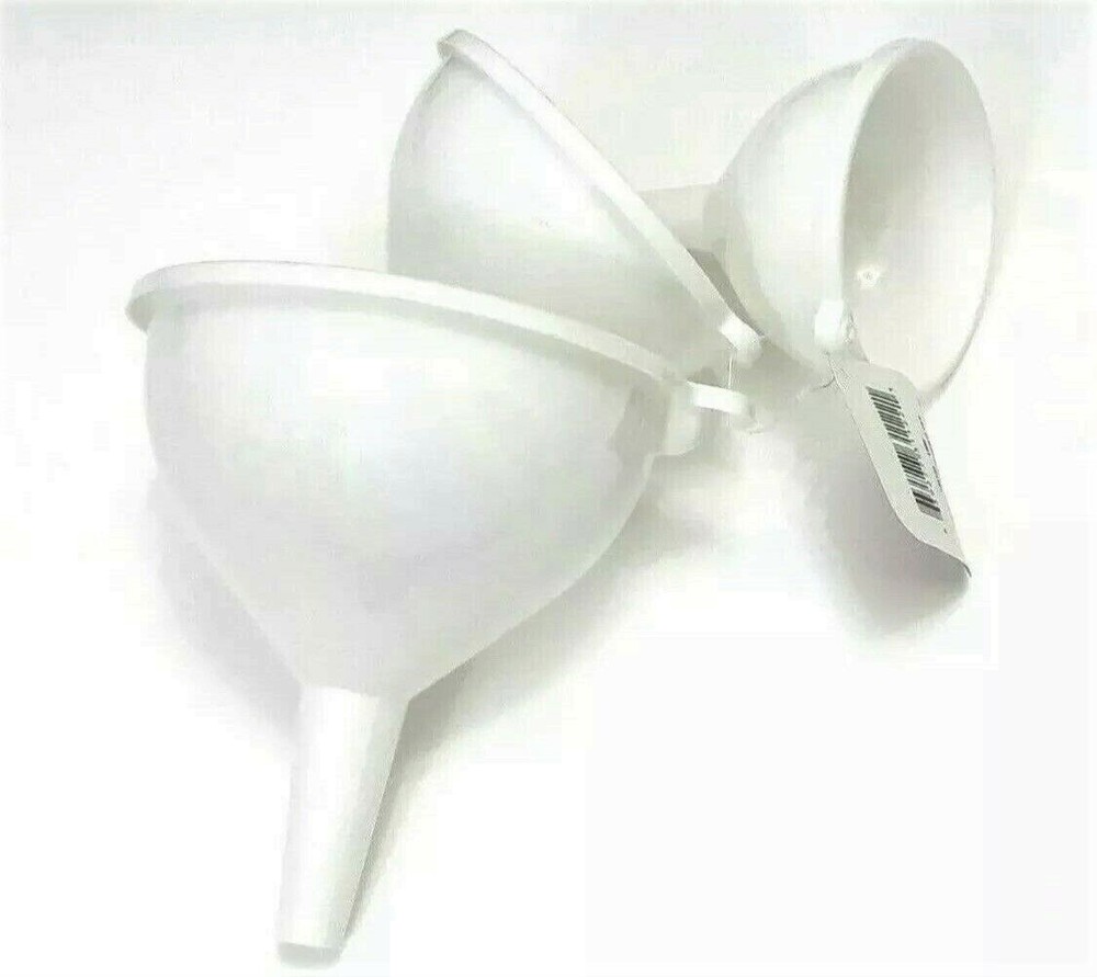 3 Piece Nested Funnel Set Kitchen Automotive Multi-function Plastic Black/White