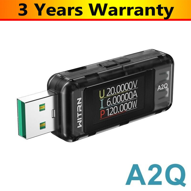 WITRN A2Q USB Voltmeter & Ammeter Tester 8A 120W Mobile Phone Charging Detector