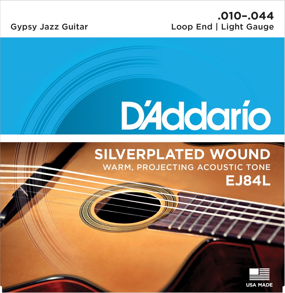 3 Sets D'Addario EJ84L Gypsy Jazz Guitar Django Loop End Light 10-44 Strings
