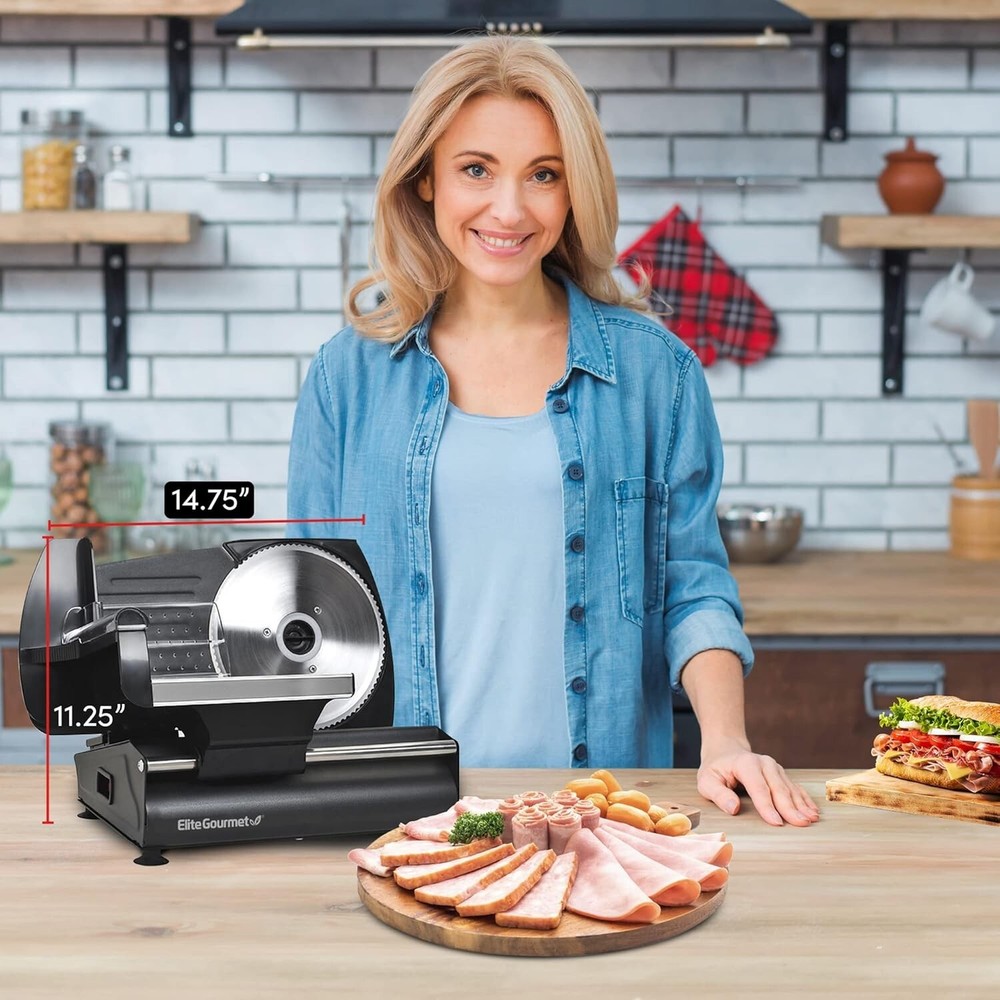 7.5" Stainless Steel Meat Slicer - Versatile, Easy-Clean, Automatic Operation