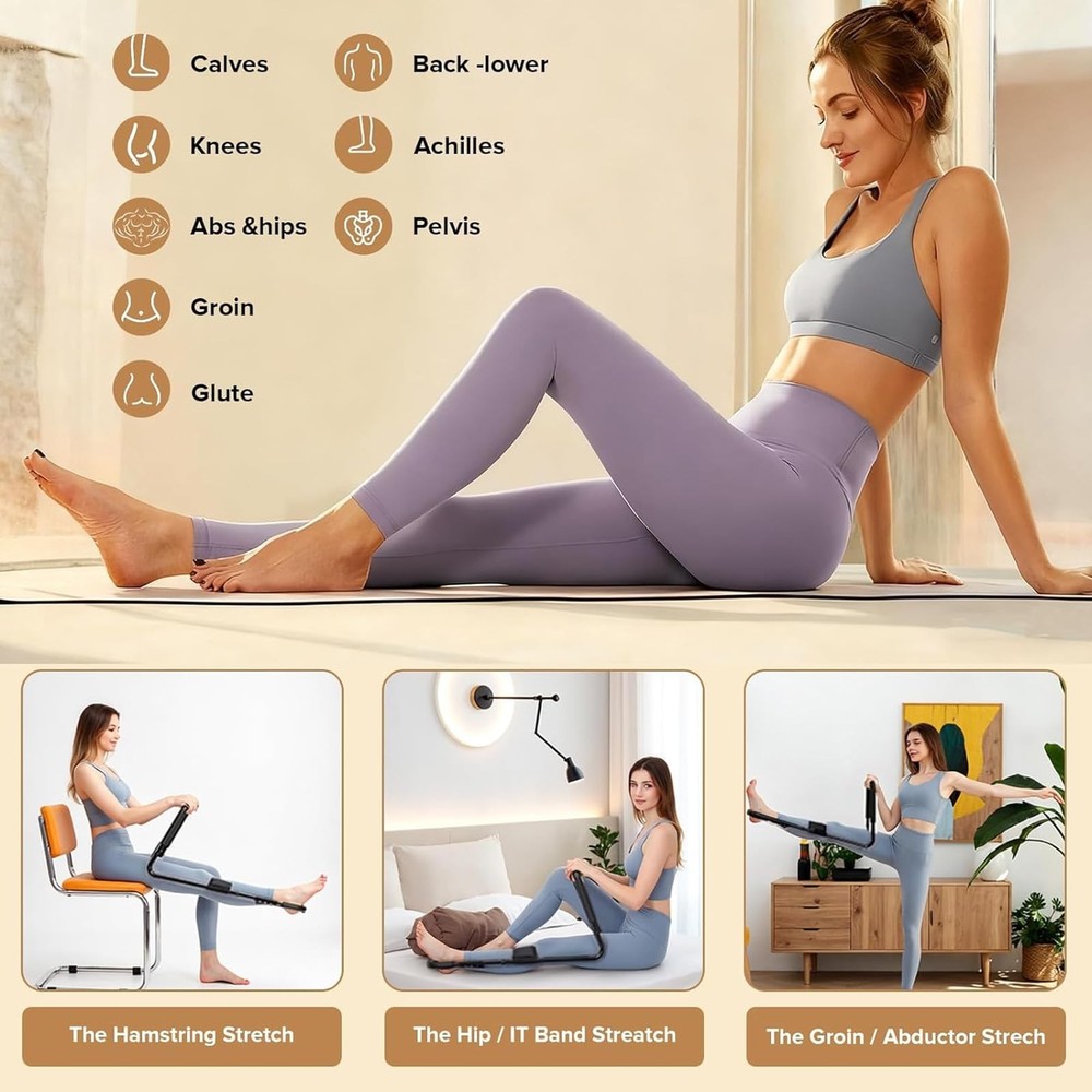 Adjustable Hamstring Stretcher for Knee Extension & Pain – Multifunctional Le...