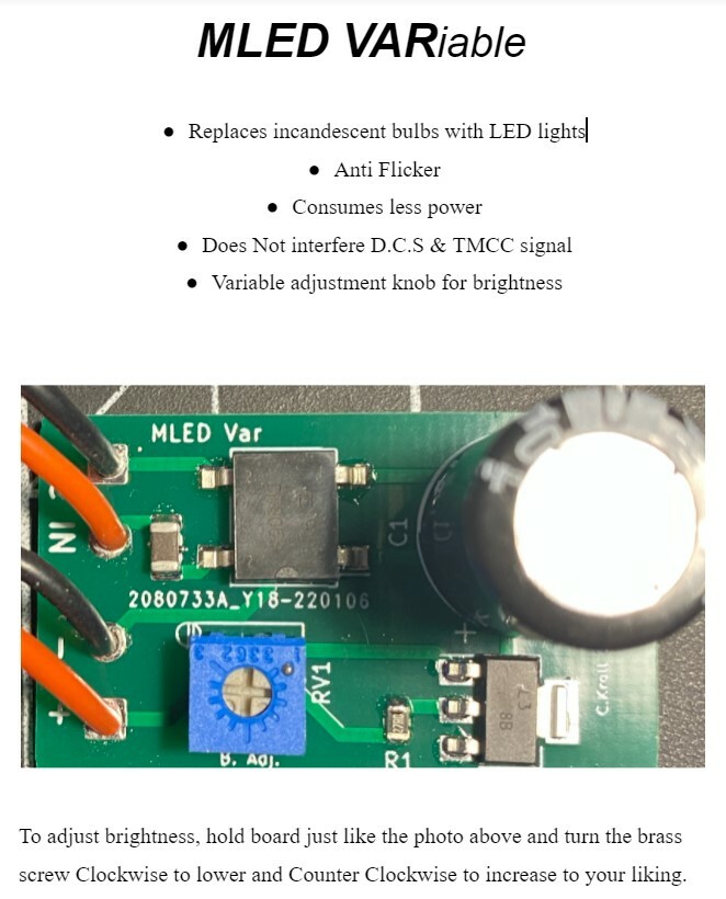 O scale Pass. Car LED Conversion Kit. Lionel, MTH, Williams, Weaver, K-Line 4pk