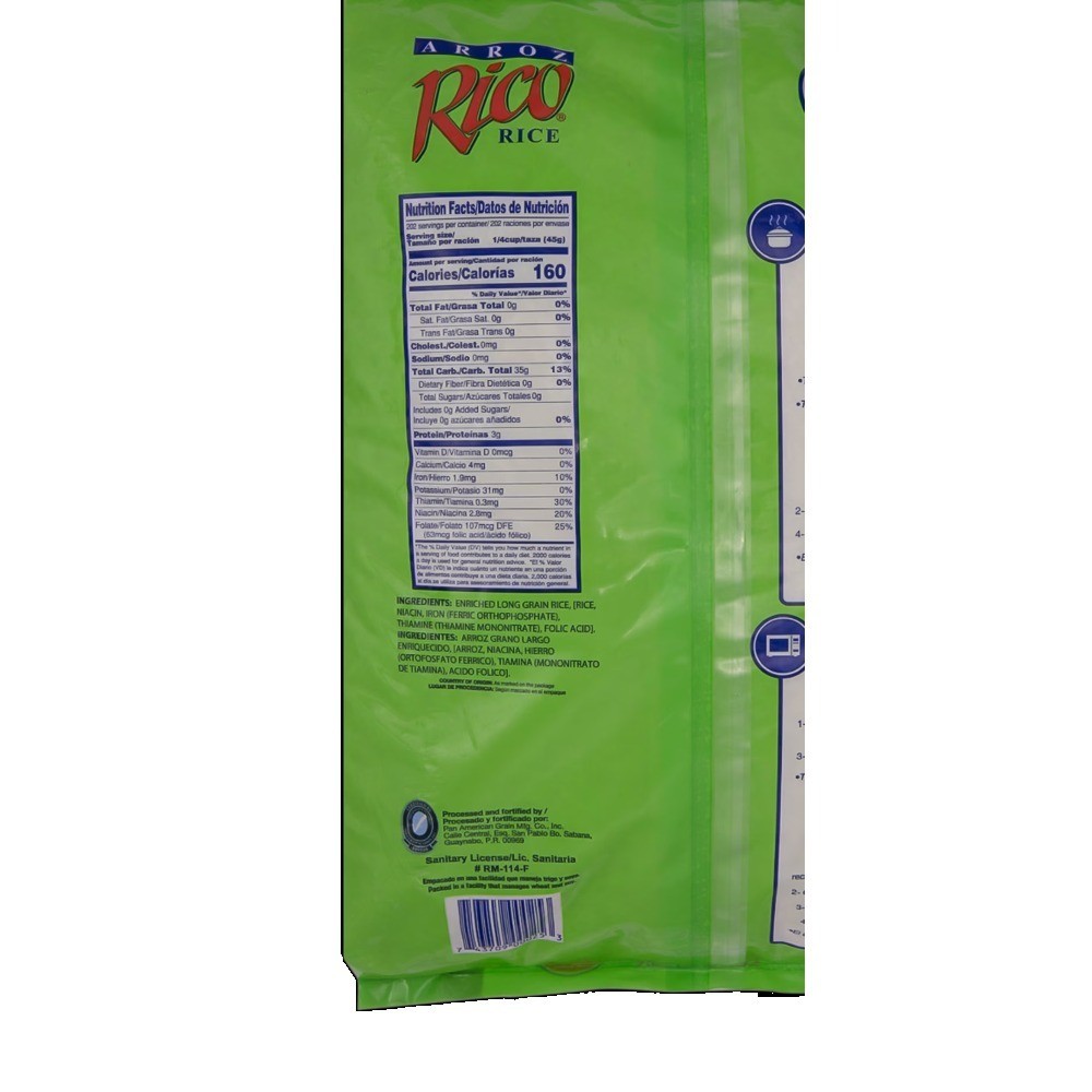 Long Grain Rice, 20 lbs, No Allergens Contained