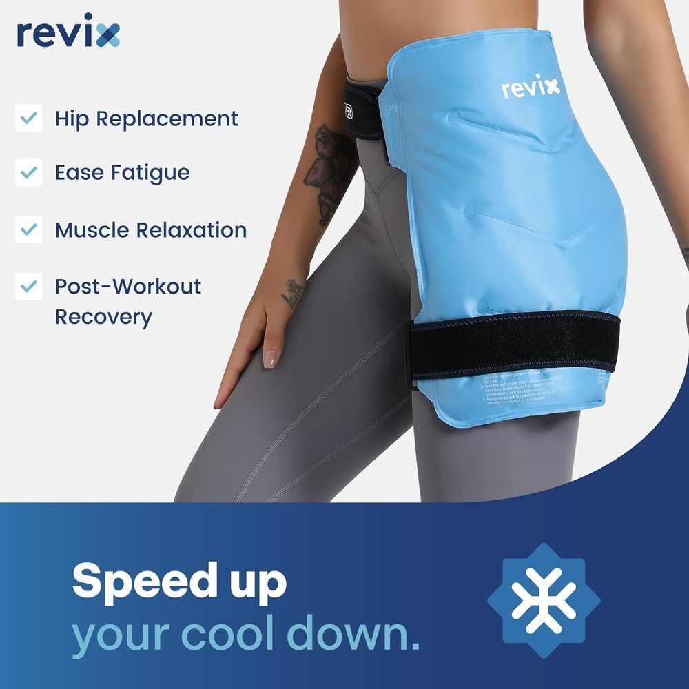 REVIX Hip Ice Pack Wrap with Straps, Reusable Gel Cold Compression for Hip Repla