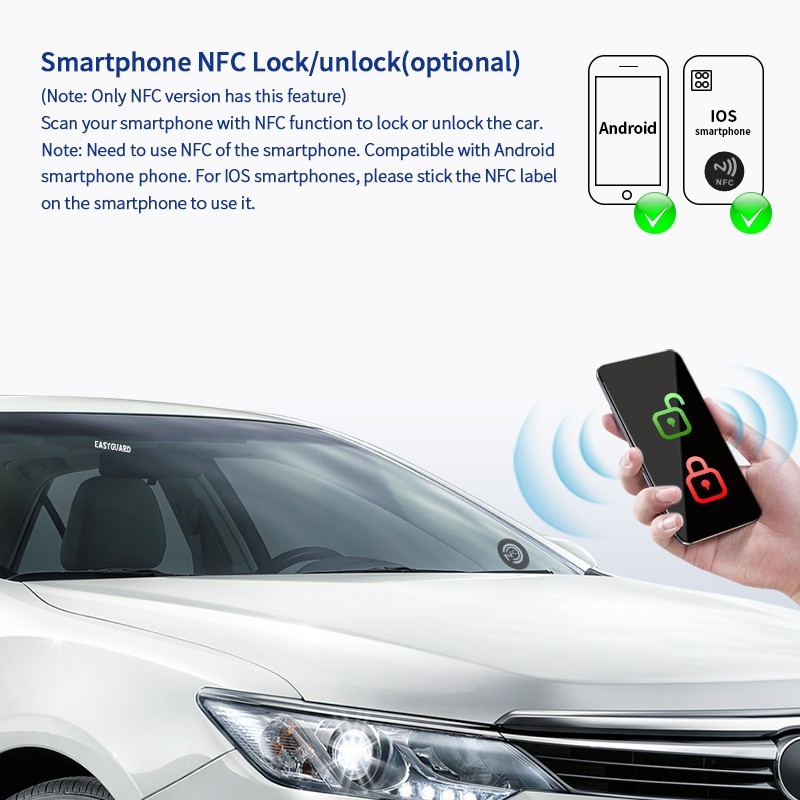 EASYGUARD pke car alarm remote start with keyless entry push button start stop