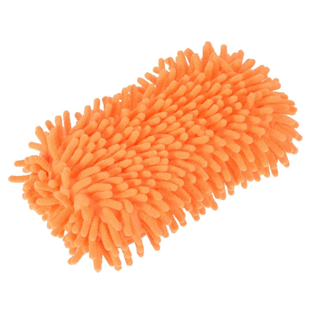 Microfiber Wash Gloves Chenille Cleaning Sponge Mitten Duster Orange