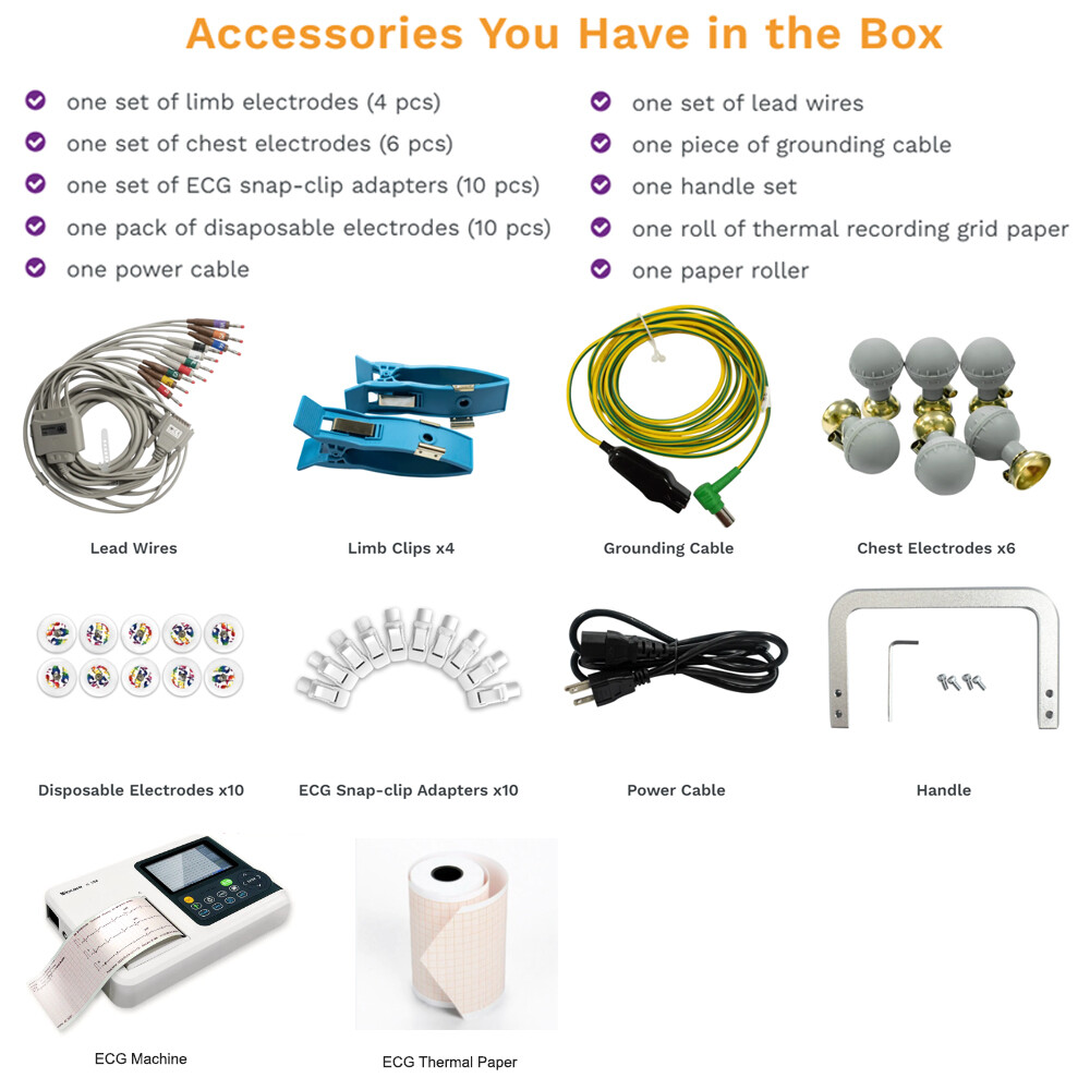 12 lead ECG Machine with printer Diagnosis Auto-analysed Result FDA Approved