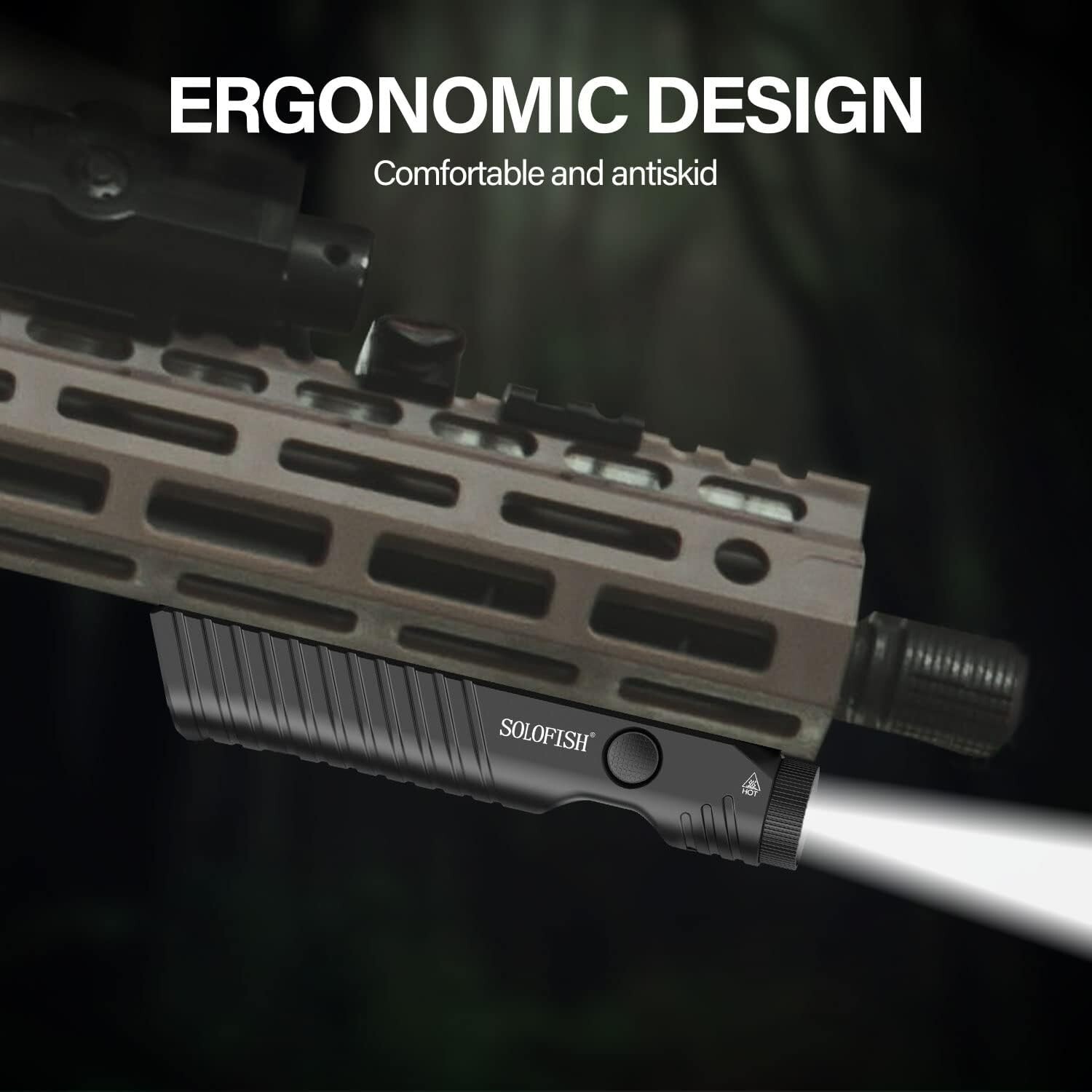 Solofish 1450 Lumens Flashlight Strobe Light M-Lok Rail Magnetic Rechargeable