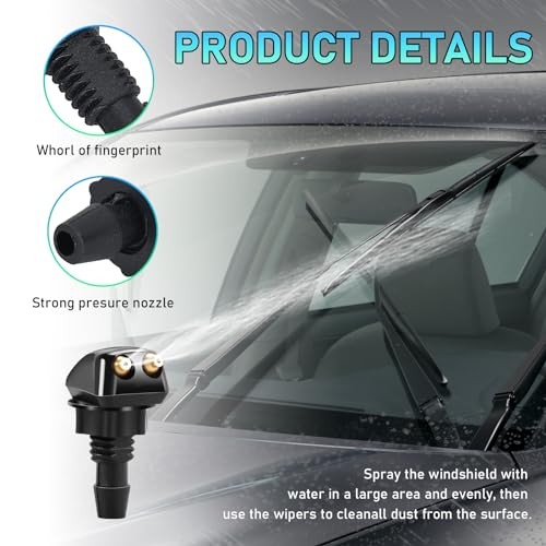 2 PCS Front Windshield Washer Nozzles, Double-Hole Car Front Windshield Washer