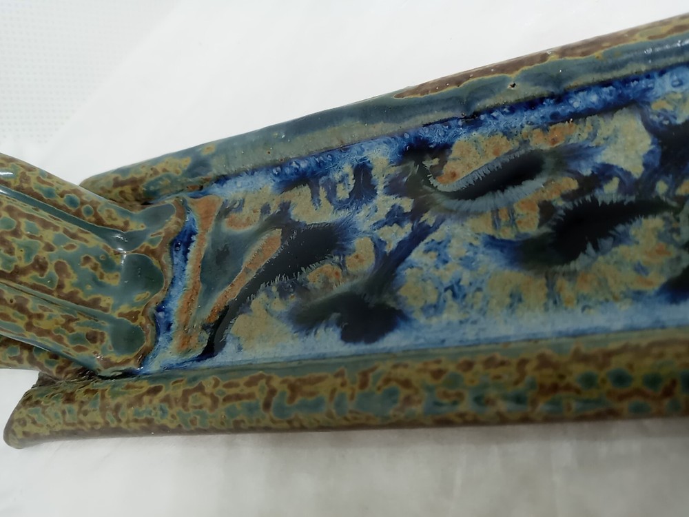 Vtg. Glazed Ceramic Incense Holder . Signed Ray