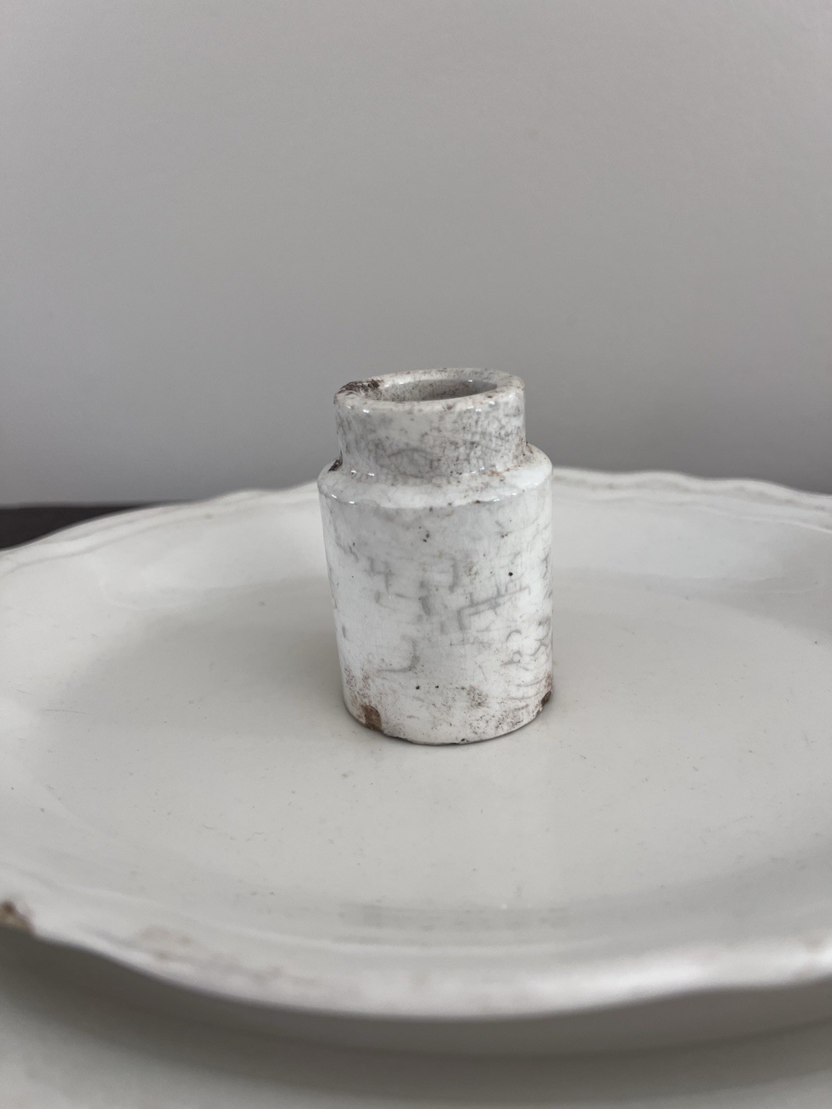 Antique English Ironstone Ink Jar