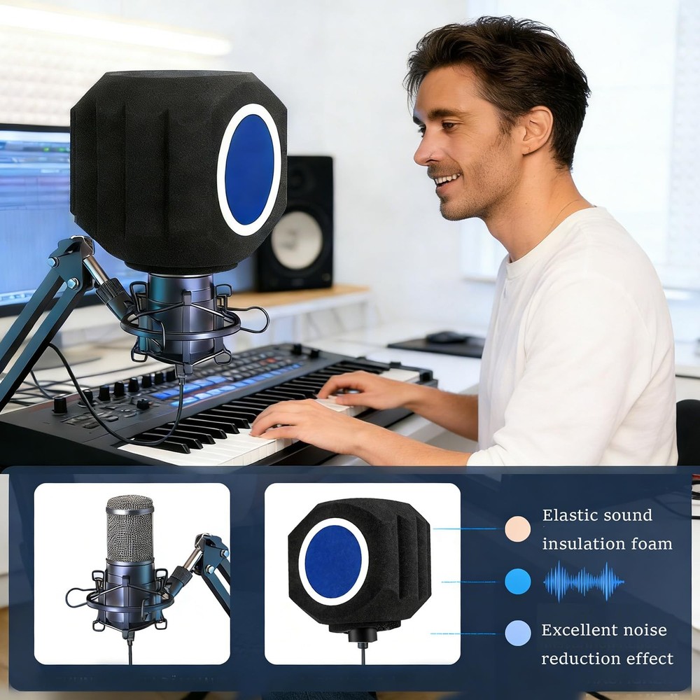 Microphone Isolation Shield Mic Pop Filter for Microphone Record Mic Shield S...