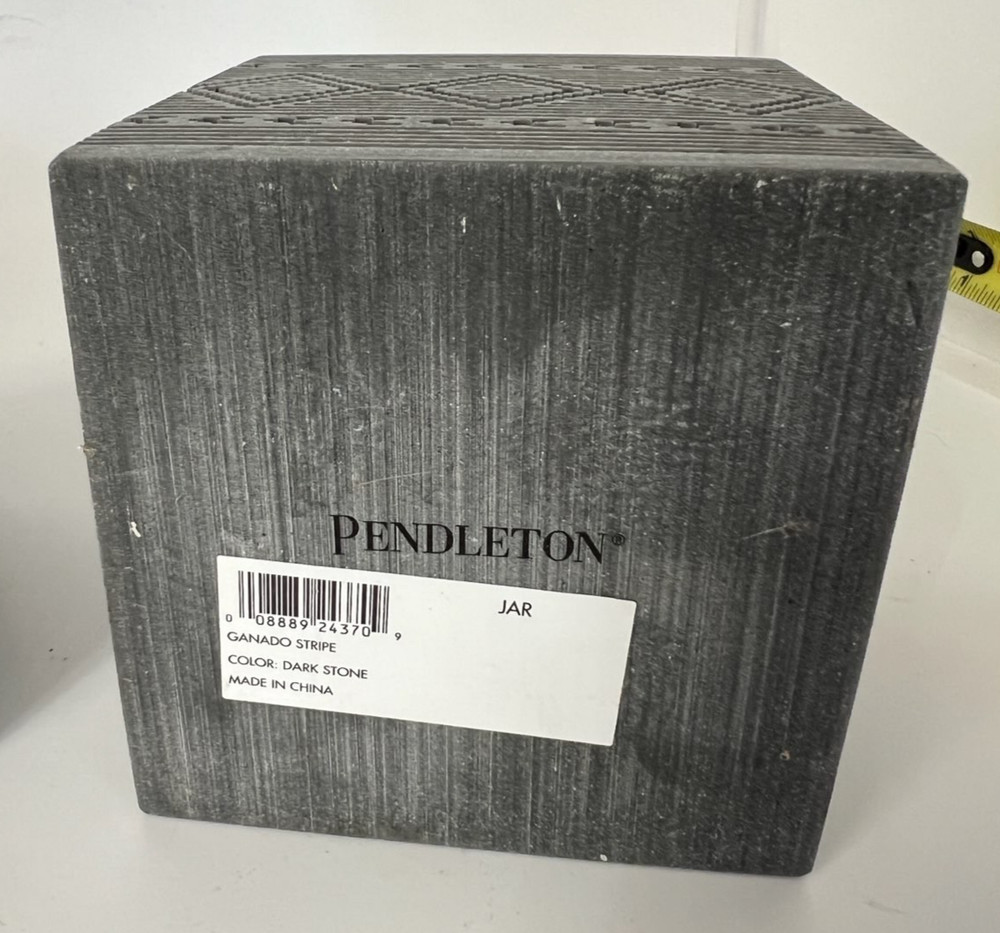 Pendleton Bathroom Or Desk Set 2 Piece With Lid Gray Diamond Pattern