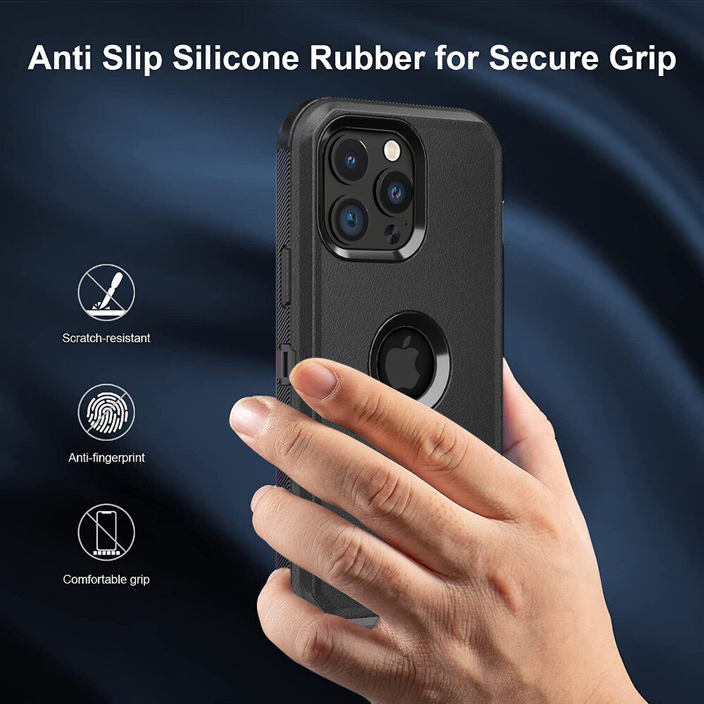 For iPhone 15 Pro Max 15 Case Shockproof Cover+Tempered Glass Screen Protector
