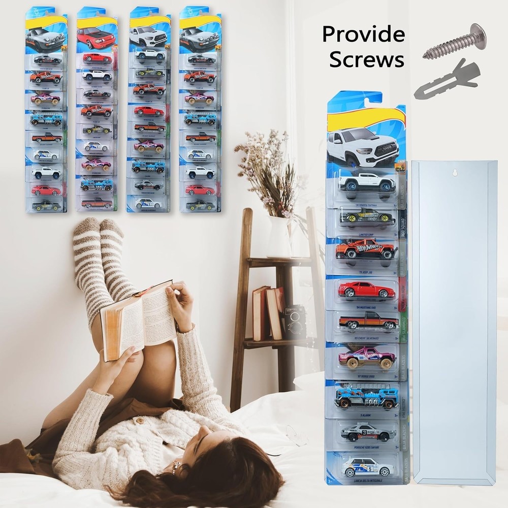 5 Pcs Model Car Display Case Wall Mount Compatible with Hot Wheels Match-Box.