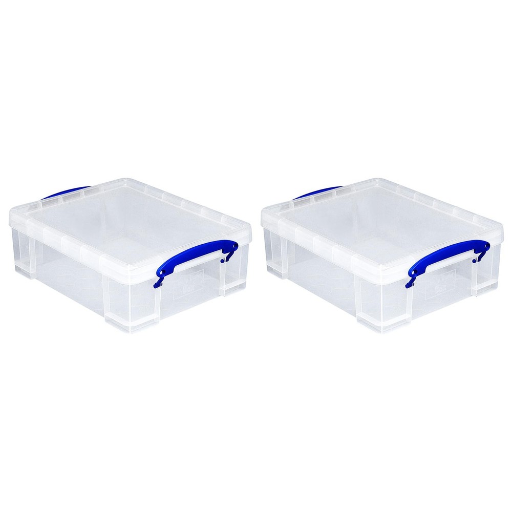 Really Useful Box 2 Pack Storage Bins, Clear Plastic Stackable Organizing Tot...