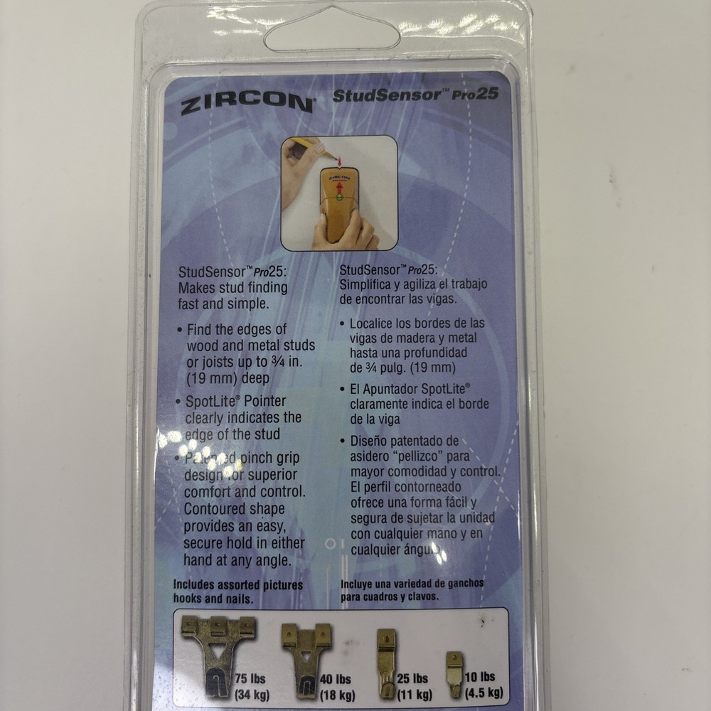 Zircon StudSensor Pro25 Stud Finder Picture Hanging Kit Assorted Hooks