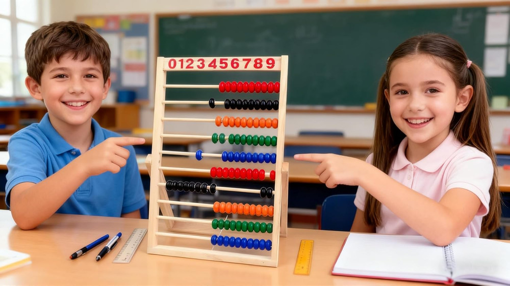 Wooden Counting Number Frame, 10 Rows Abacus for Kids Learning Math (11