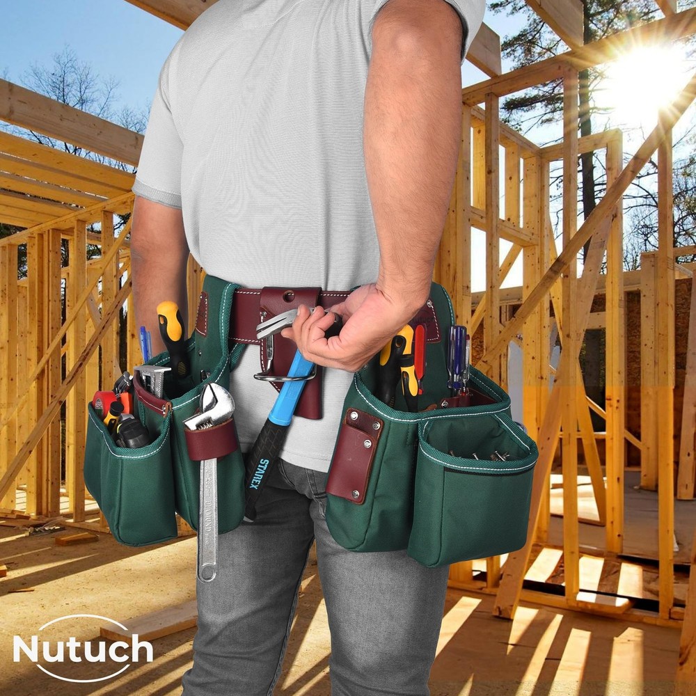 NUTUCH Nylon and Leather Tool Belt | Nylon Tool Pouch | Carpenter | Construct...