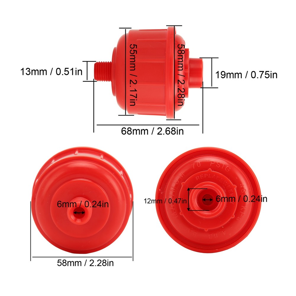 10PCS Disposable Spray Filter Red Wear Resistant 1/4in Thread Plastic