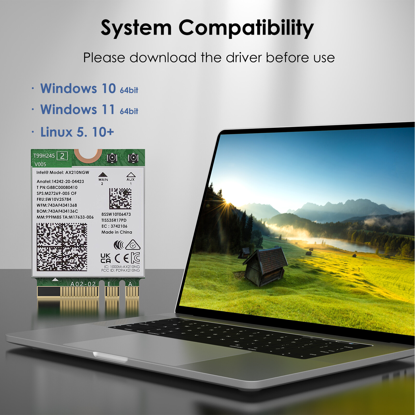 WiFi 6E Card M.2 Intel AX210 WiFi Bluetooth 5.3 Tri-Band Laptop M.2 Network Card