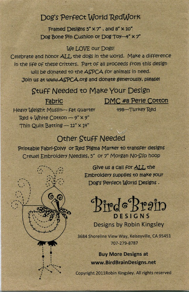 Dogs Perfect World Redwork embroidery pattern by Bird Brain Designs
