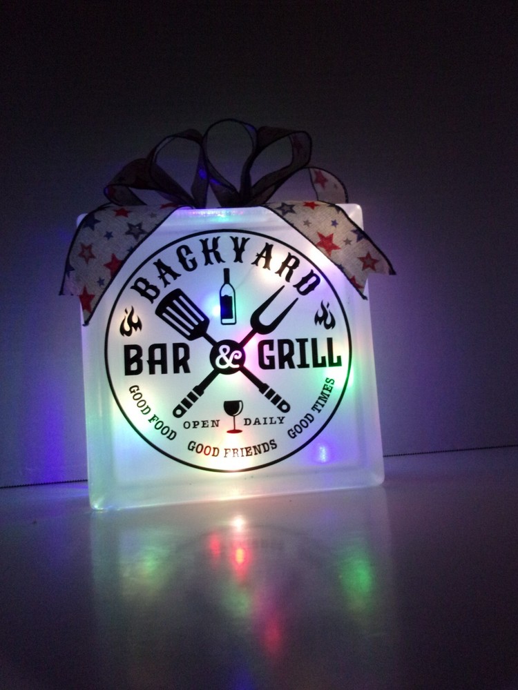 Backyard Bar & Grill Lighted Glass Block