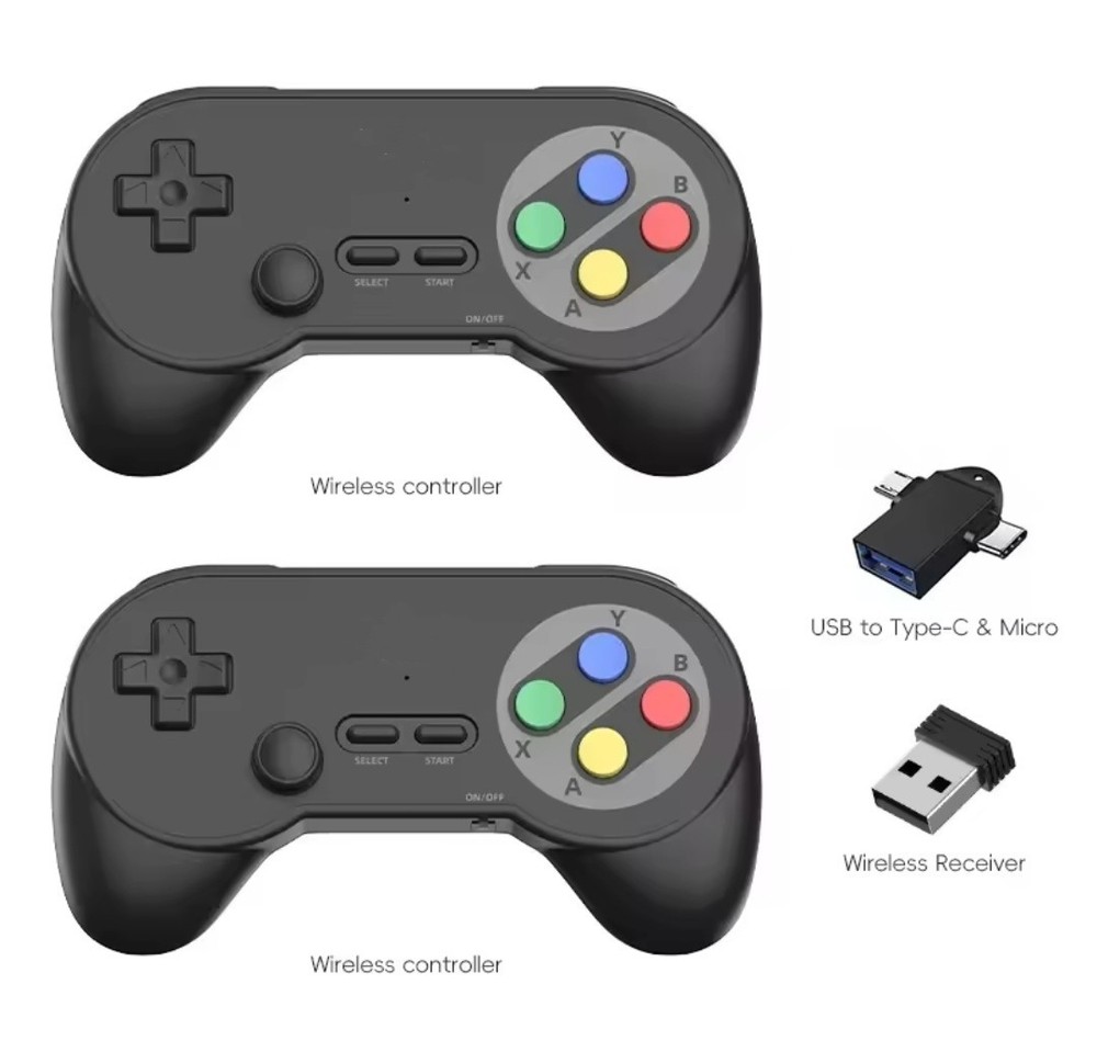 2 Retro Wireless Gamepad Controller 2.4GHz Dual Receiver
