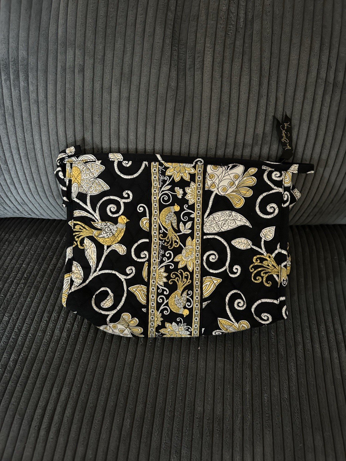 Vera Bradley Yellow Bird Large Cosmetic Bag 11x9 Inches Excellent Condition