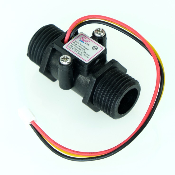 Flow sensor / volume flow sensor for water pipes, 1/2" thread, Arduino