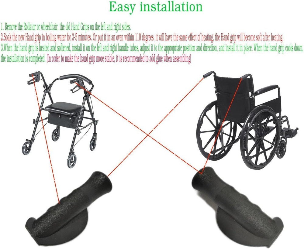 2Pk Universal Rollator Hand Grip Mobility Disabled Walker Handgrips Replacement