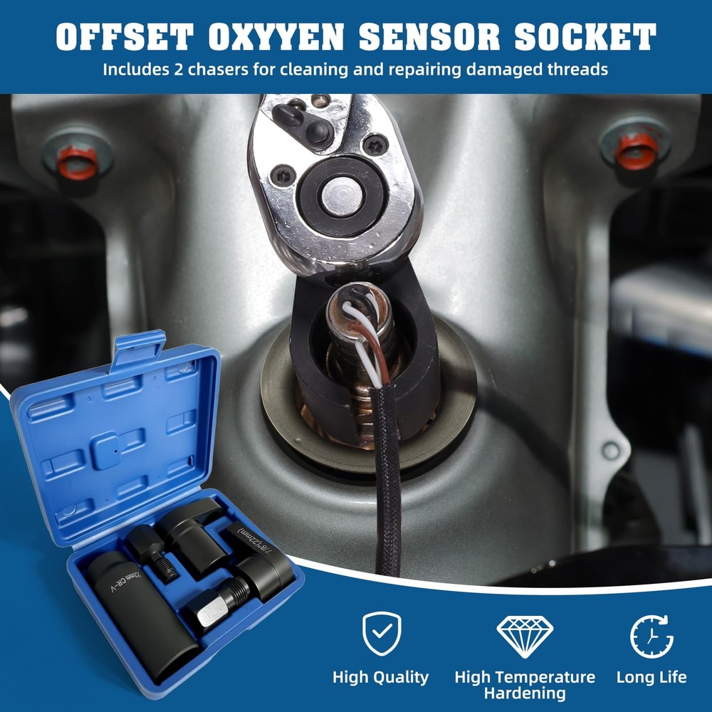 GIroiyai 5PCS Oxygen Sensor Wrench & Thread Repair Kit, Offset Low 5pcs, blue