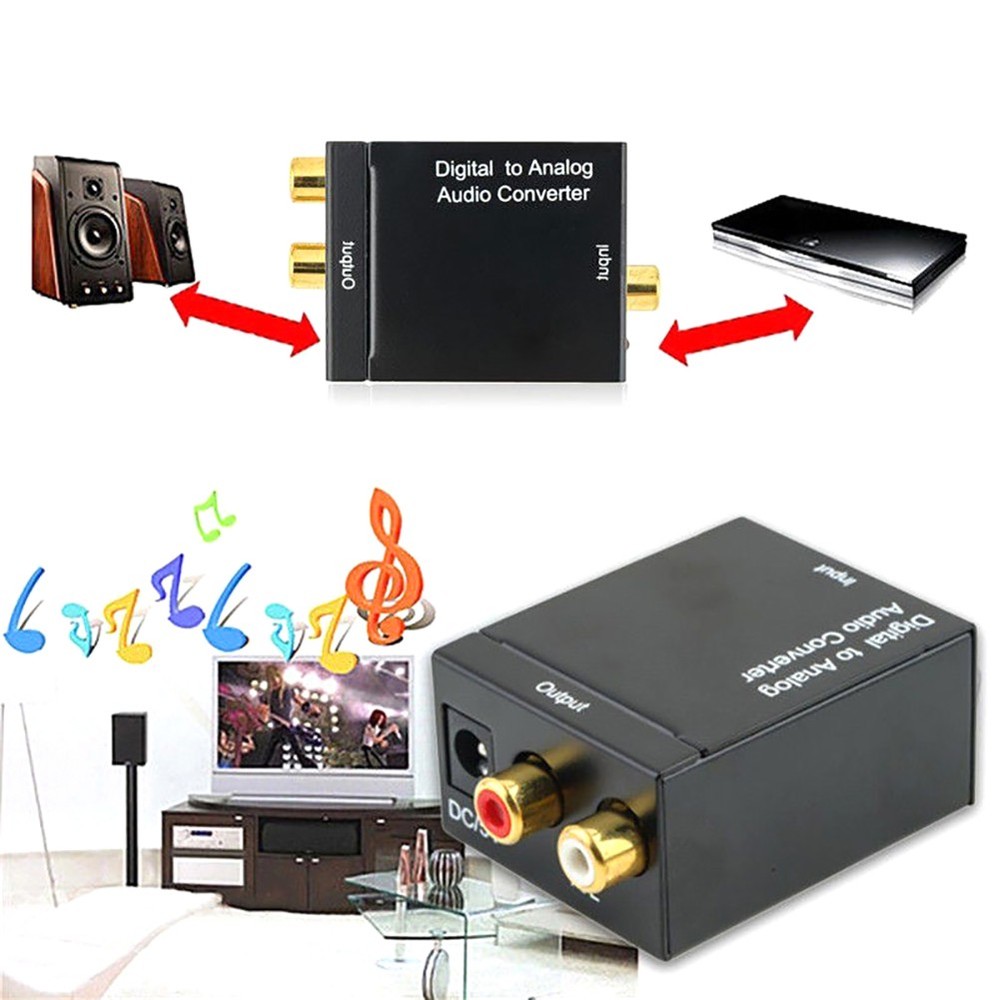 Digital Analog Audio Converter Adapter Amplifier Decoder Optical Fiber Coaxial