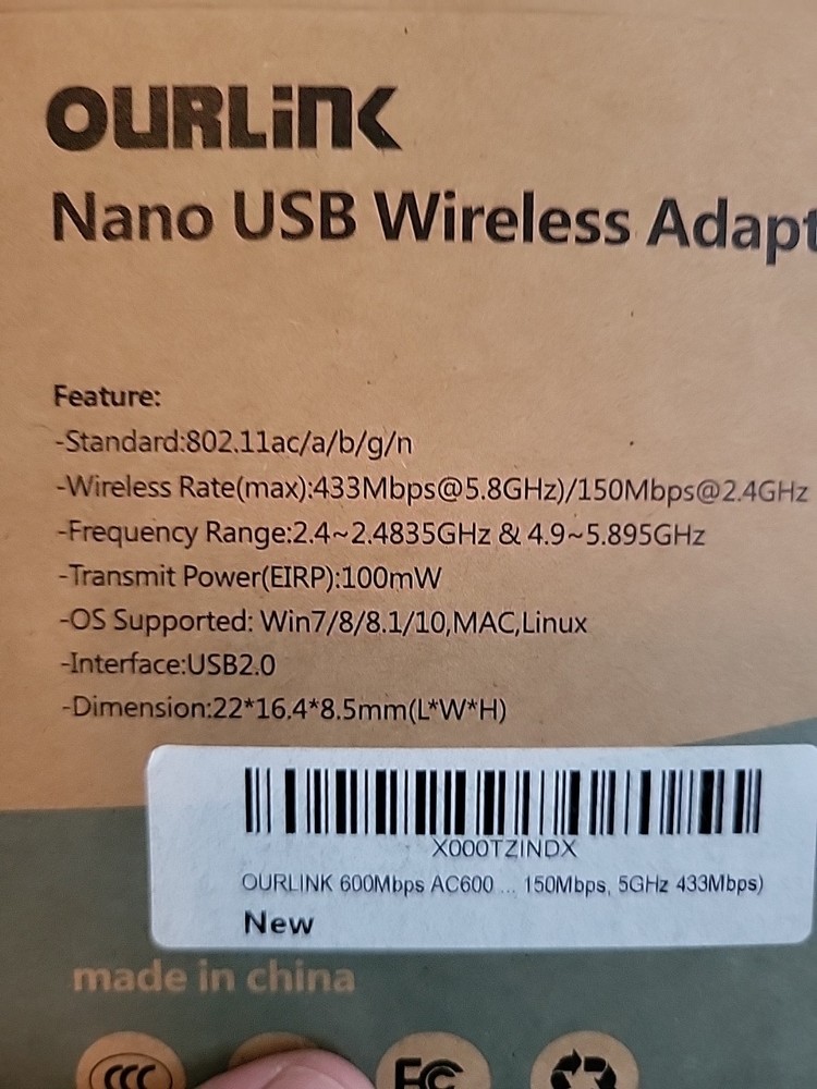 Nano USB Wireless Adapter 802.11 OS/WIN/MAC 433Mbps